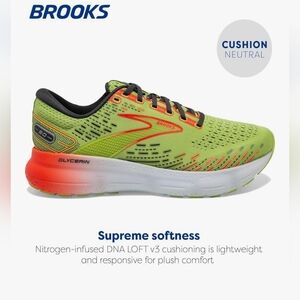 Brooks Men's Glycerin 20 Neutral Running Shoe 8.5 New Yellow/Orange